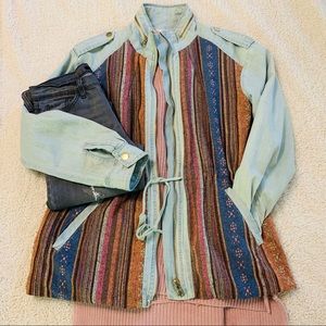 Tribal Print Denim Jacket
